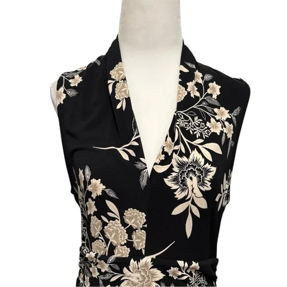 Vince Camuto Black & Beige Floral Maxi Dress Large - Picture 7 of 9